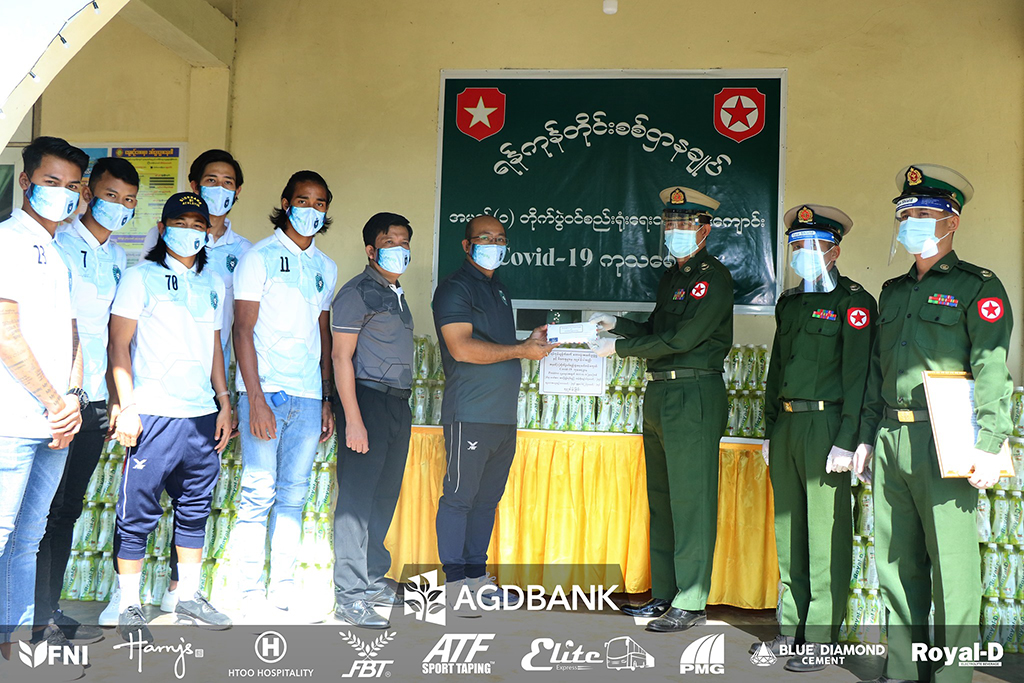 Yangon United donates 10 lakhs and Royal-D Electrolyte Beverages