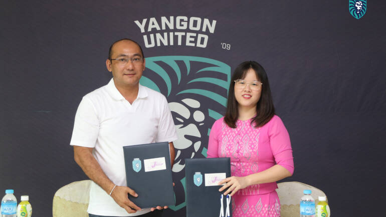 Yangon United signed an Official Transportation partner agreement with JJ Express Co.,Ltd today evening at Yangon United Sports Complex.